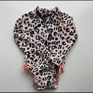 Jessica Simpson Rashguard One Piece Leopard Swim